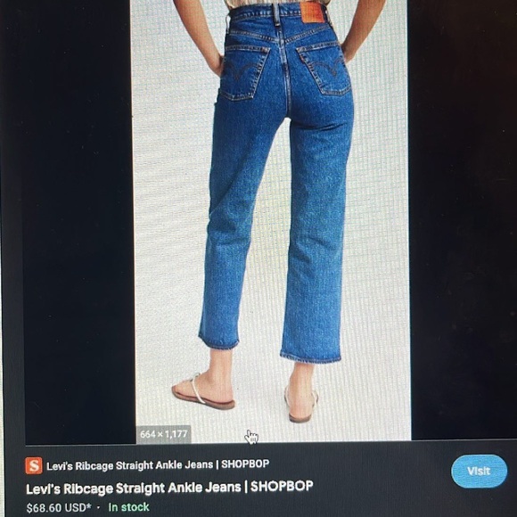 BRAND NEW Levi’s ribcage high rise ankle jeans - Picture 4 of 4